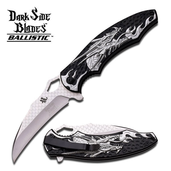 4.5" Silver Dragon Camping Hunting Spring Assited Pocket Knife - Tophatter's Army Products & Self Defense Collectible Weapons - Tophatter Daily Deals